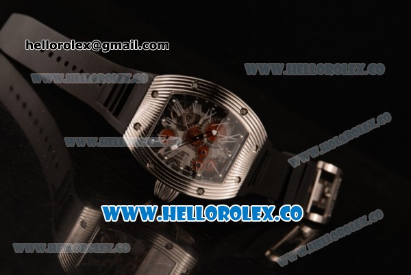 Richard Mille RM 018 Tourbillon Hommage a Boucheron Miyota 9015 Automatic Steel Case with Skeleton Dial and Black Rubber Strap - Click Image to Close